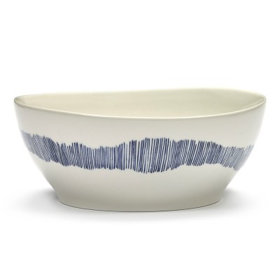 Bowl Feast Ottolenghi white dark blue stripes L Serax