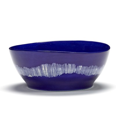 Bowl Feast Ottolenghi dunkelblau weiße Streifen L Serax