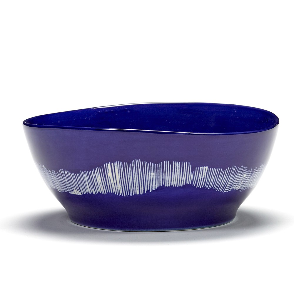 Schaal Feest Ottolenghi donkerblauw witte strepen L Serax