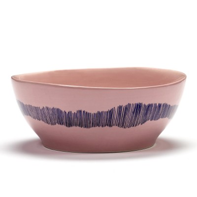 Bowl Feast Ottolenghi pink dark blue stripes L Serax