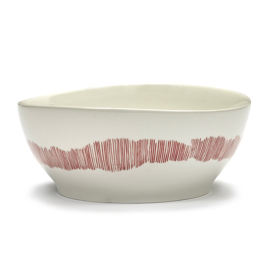 Schaal Feast Ottolenghi wit rode strepen L Serax