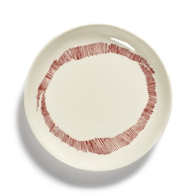 Plato Feast Ottolenghi blanco rayas rojas XS Serax