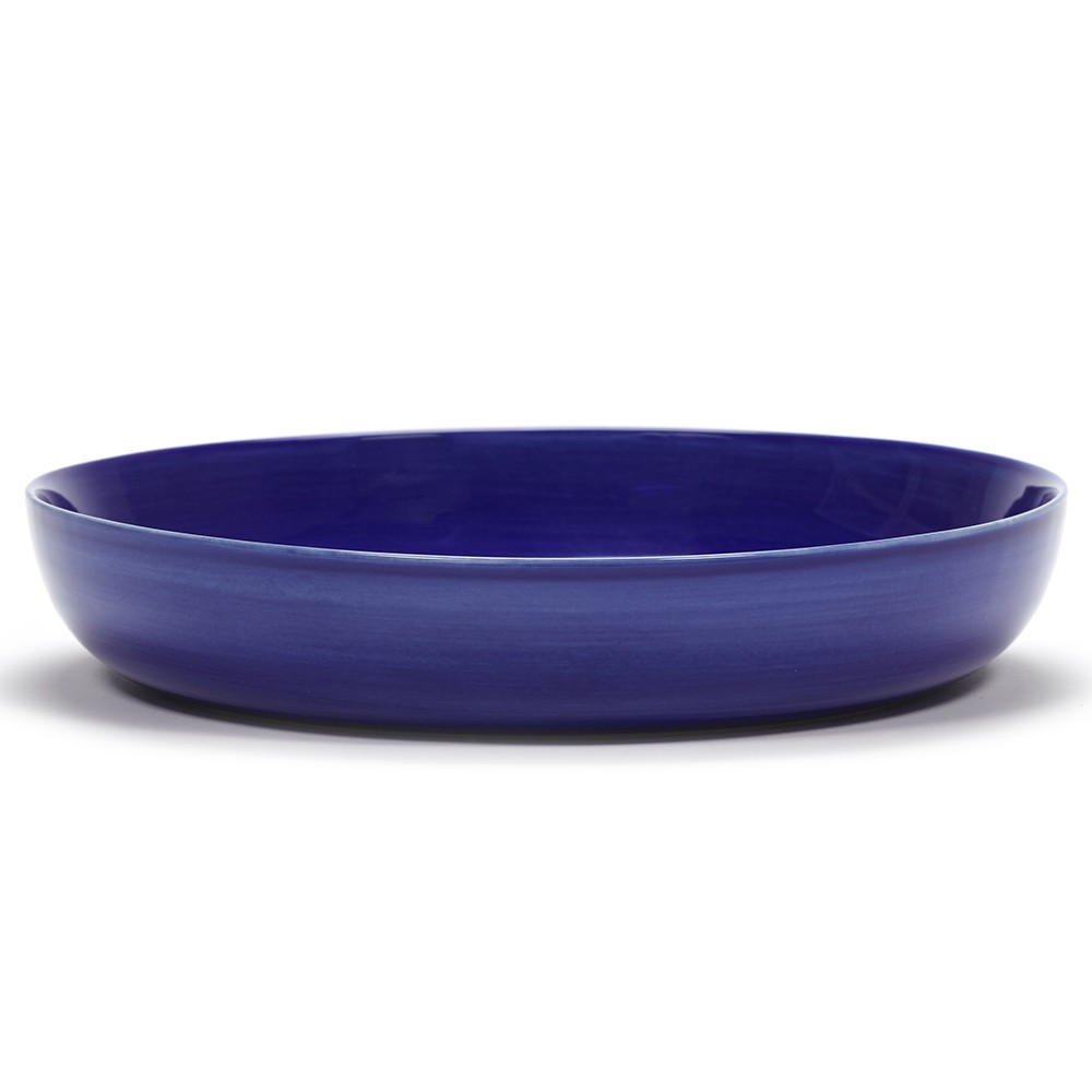 High-sided plate Feast Ottolenghi blue white stain Serax