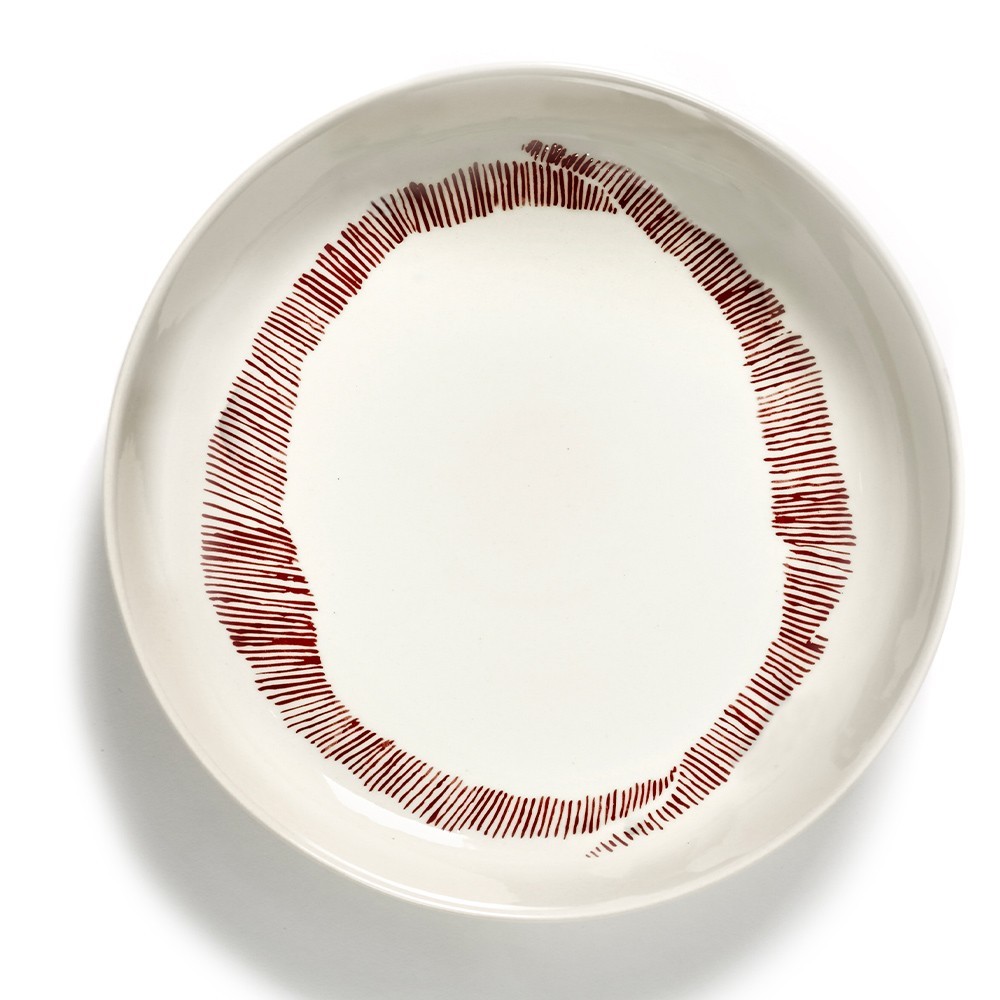 Plato alto Feast Ottolenghi blanco rayas rojas Serax