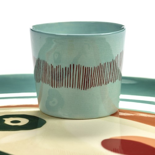 Espresso cup 15cl Feast Ottolenghi blue red stripes Serax