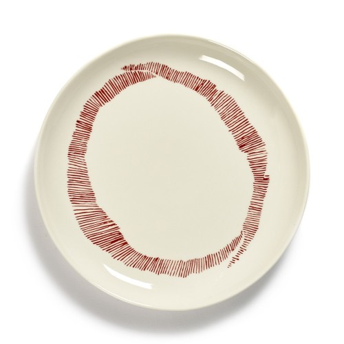 Plato Feast Ottolenghi rayas blancas y rojas S Serax