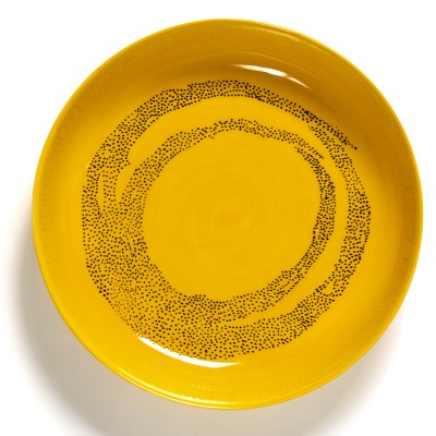 High-sided plate Feast Ottolenghi yellow black circles XS Serax