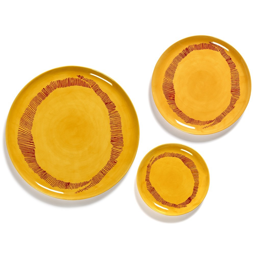 Assiette Feast Ottolenghi jaune rayures rouges S Serax