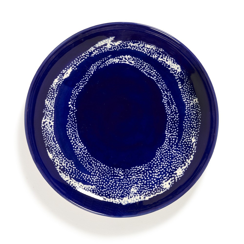 Assiette Feast Ottolenghi bleu foncé cercles blancs S Serax