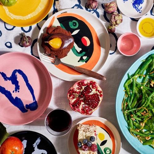 Kaffeetasse 25cl Feast Ottolenghi weiß dunkelblau gestreift Serax