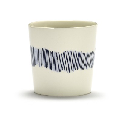 Coffee cup 25cl Feast Ottolenghi white dark blue stripes Serax