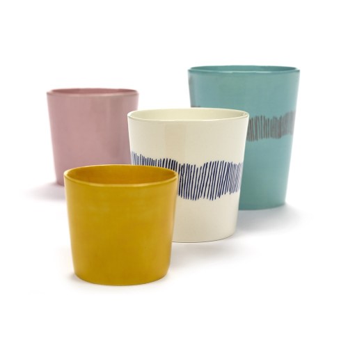 Coffee cup 25cl Feast Ottolenghi white dark blue stripes Serax