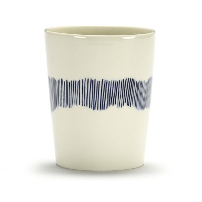 Feast Ottolenghi tea cup 33cl white dark blue stripes Serax
