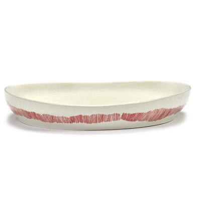 Feast Ottolenghi high-sided serving plate white red stripes M Serax