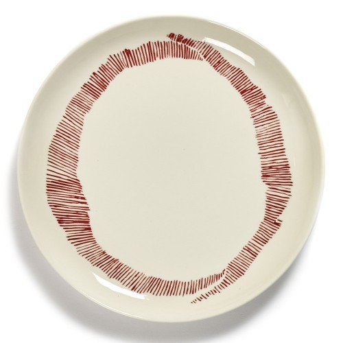 Piatto Festa Ottolenghi bianco strisce rosse M Serax