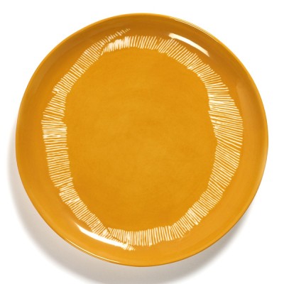 Assiette Feast Ottolenghi jaune rayures blanches M Serax