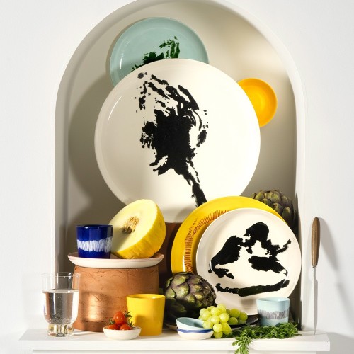 Piatto Festa Ottolenghi giallo strisce bianche M Serax