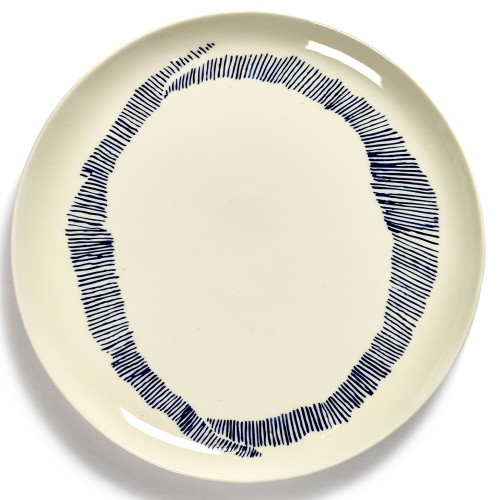Piatto Festa Ottolenghi bianco righe blu scuro L Serax