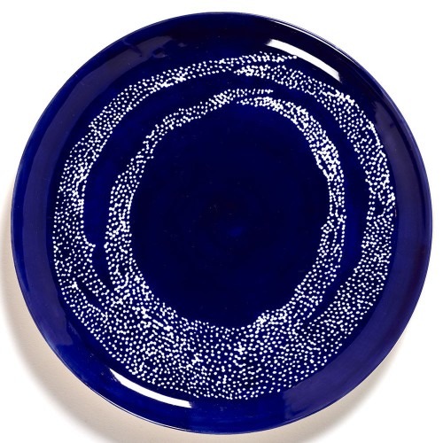 Assiette Feast Ottolenghi bleu foncé cercles blancs L Serax