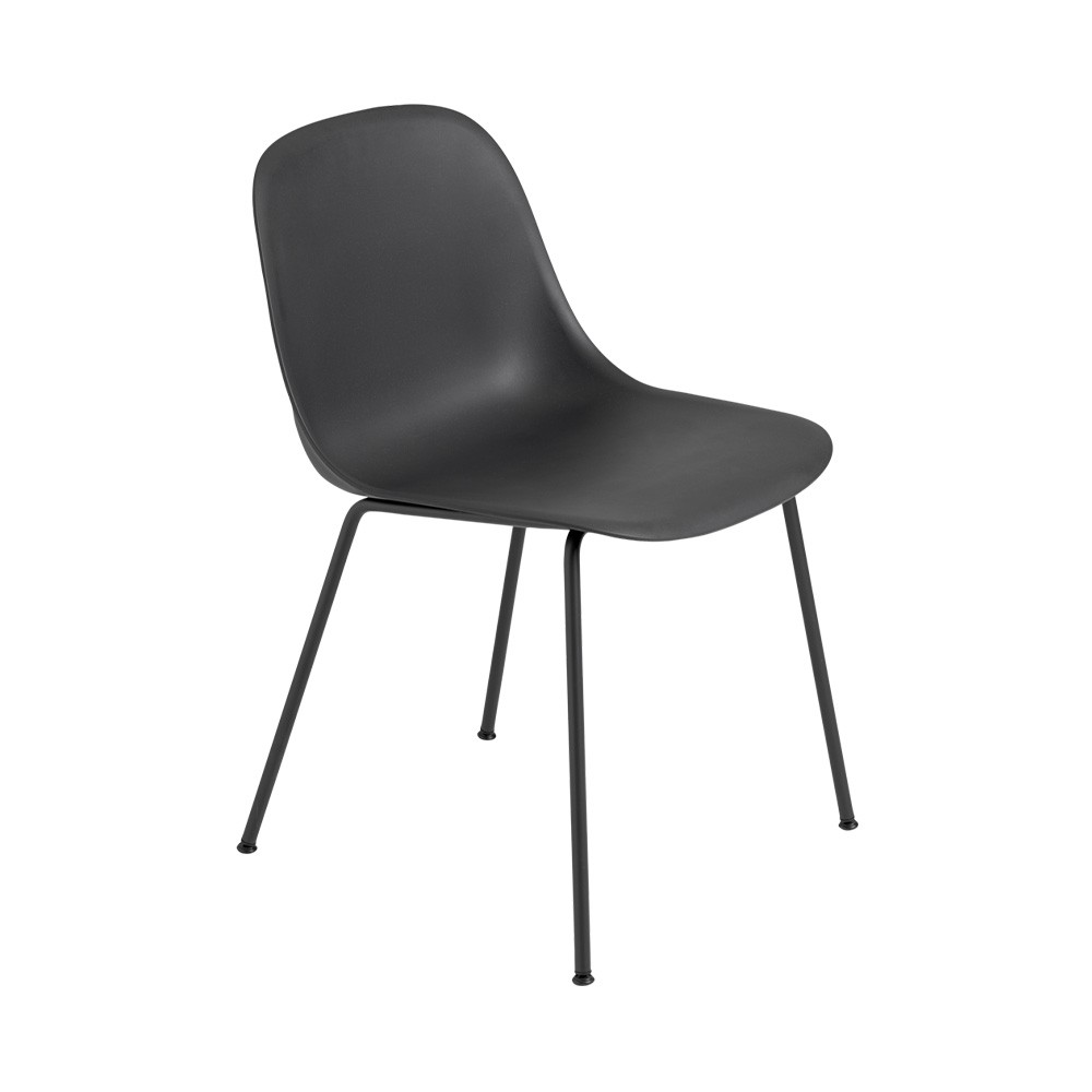 Fiber composite chair in wood and black plastic & steel base Muuto