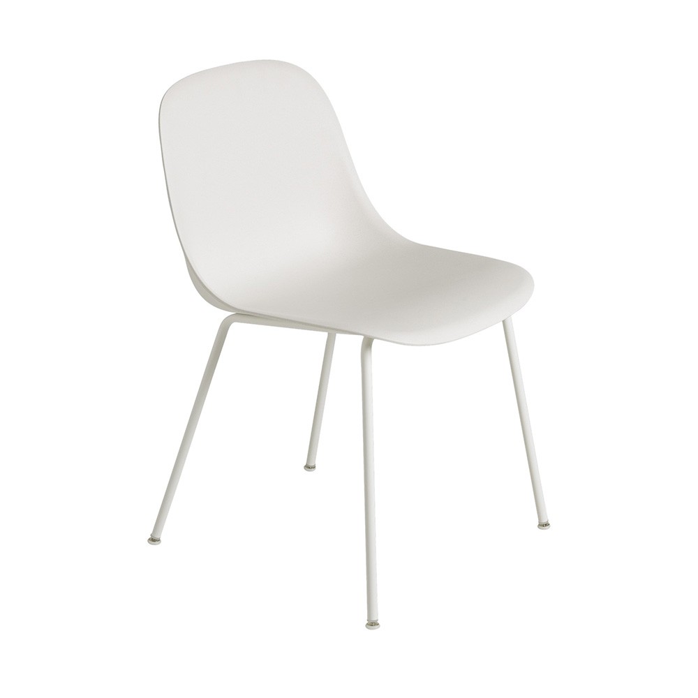 Fiber composite chair in wood and white plastic & steel base Muuto