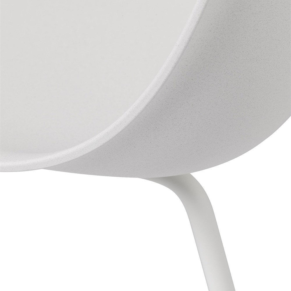 Fiber composite chair in wood and white plastic & steel base Muuto