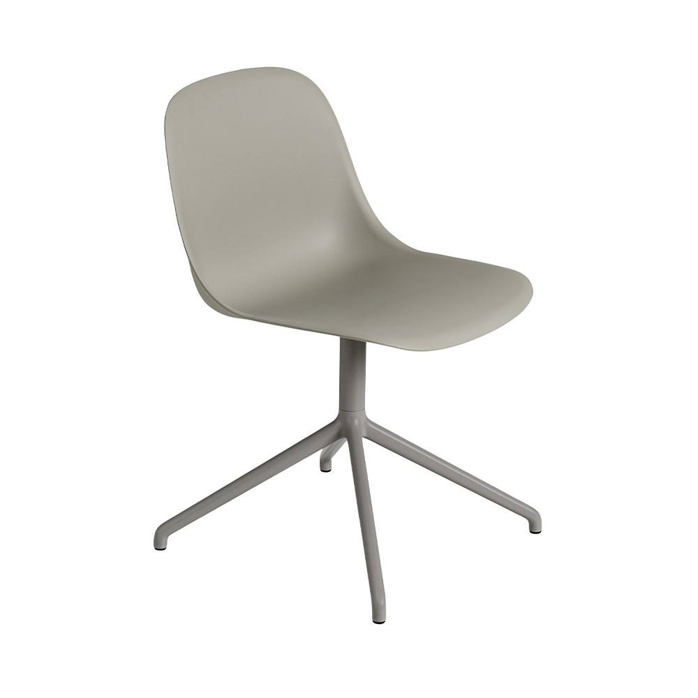 Fiber composite chair in wood and gray plastic & aluminum swivel base