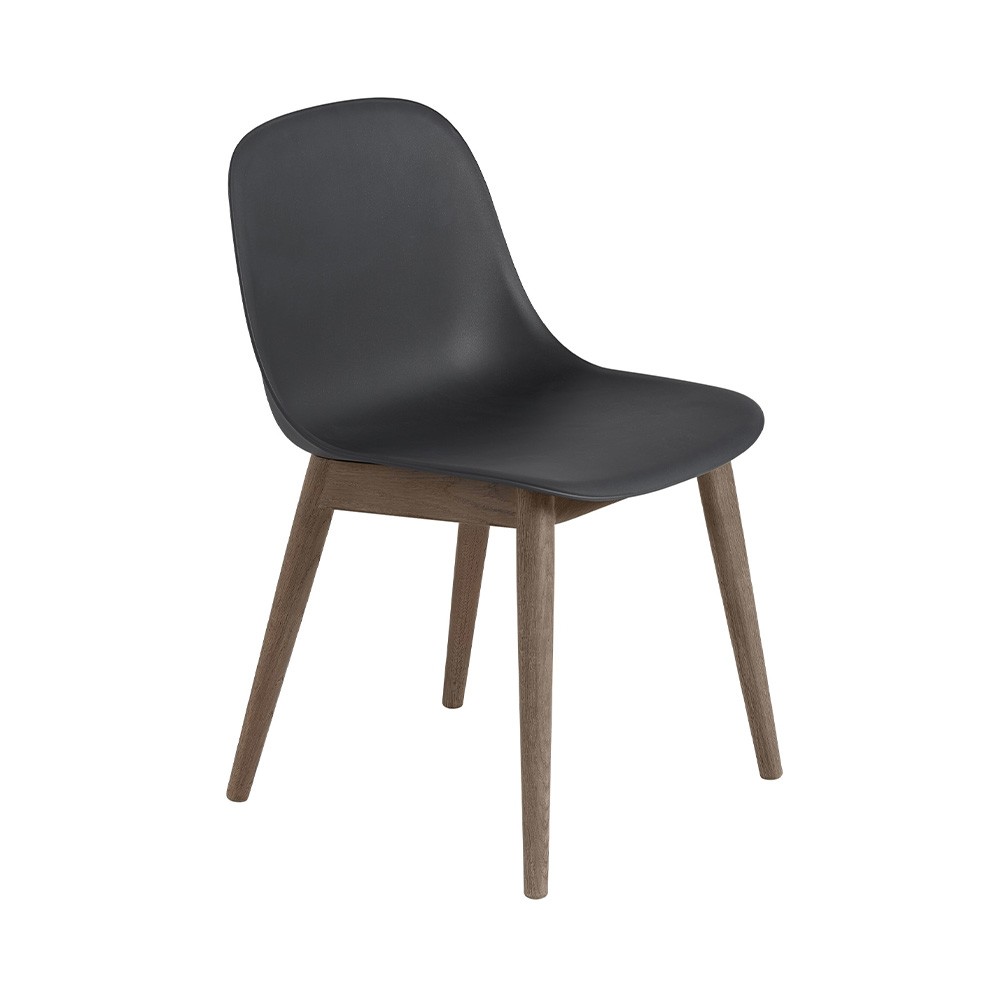 Fiber composite wood and black plastic chair & stained wood base Muuto