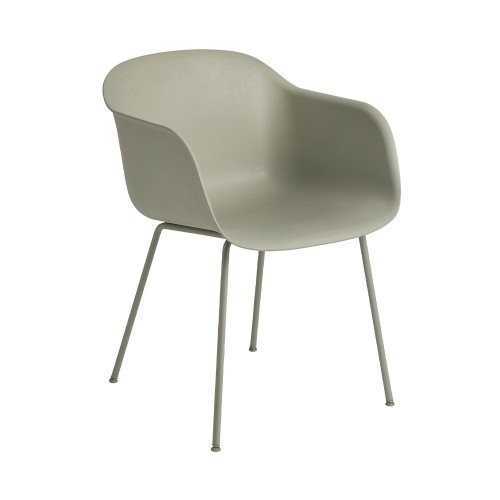 Chair with armrests Fiber composite wood and dusty green plastic & steel base Muuto
