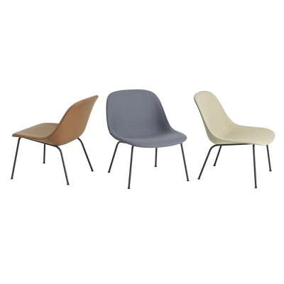 Fiber composite lounge chair in wood and white plastic & steel base