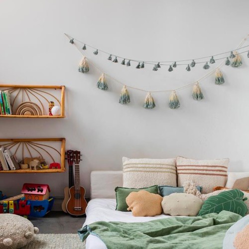 Knitted Cushion Duetto Olive - Natural Lorena Canals