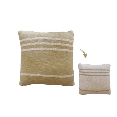 Coussin Tricoté Duetto Olive - Natural Lorena Canals Lorena Canals
