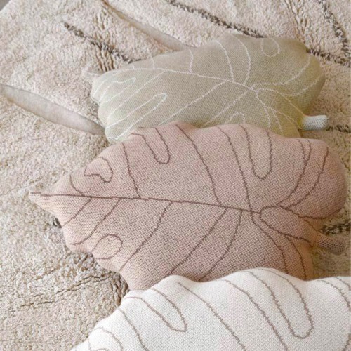 Coussin Tricoté Baby Leaf Olive Lorena Canals