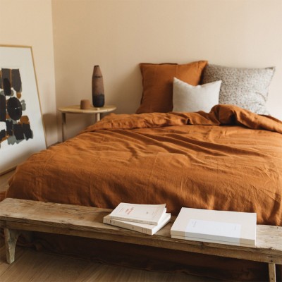 Housse de couette en lin lavé caramel Gabrielle Paris Gabrielle Paris