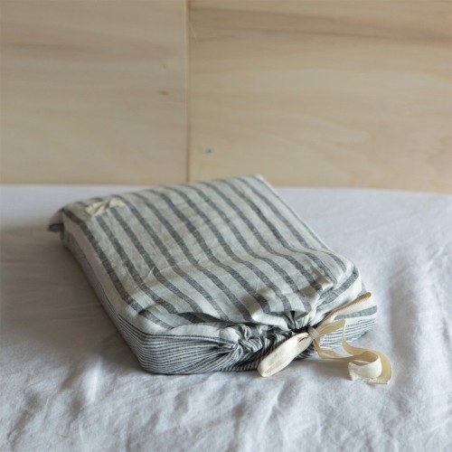 Housse de couette en lin lavé noir et lait Gabrielle Paris