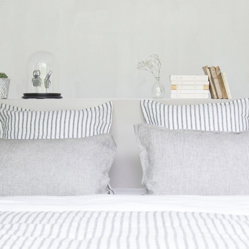 Housse de couette en lin lavé noir et lait Gabrielle Paris