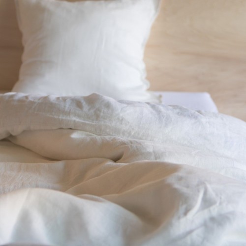 Milk white washed linen duvet cover Gabrielle Paris