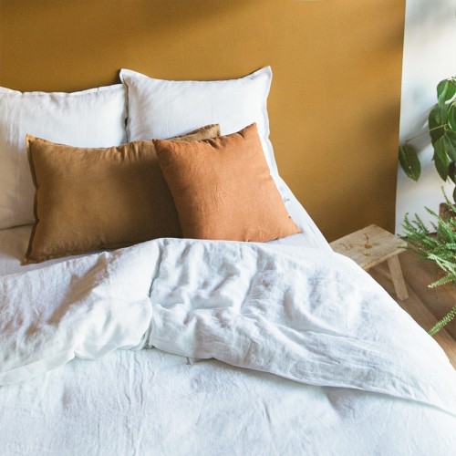 Snow White Washed Linen Duvet Cover Gabrielle Paris