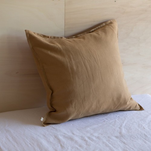 Funda de almohada de lino lavado en tabaco Gabrielle Paris