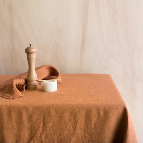 Caramel washed linen tablecloth Gabrielle Paris