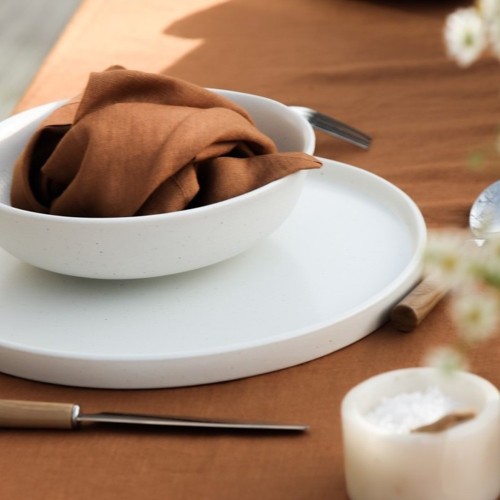 Caramel gewassen linnen tafelkleed Gabrielle Paris