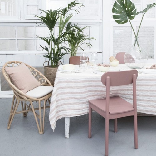 Mantel de lino lavado con arcilla y leche con grandes rayas Gabrielle Paris