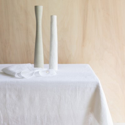 Snow white washed linen tablecloth Gabrielle Paris Gabrielle Paris