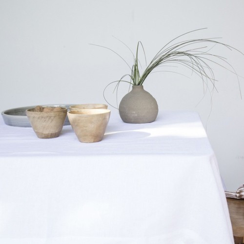Snow white washed linen tablecloth Gabrielle Paris