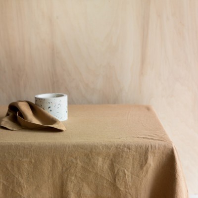 Tobacco washed linen tablecloth Gabrielle Paris Gabrielle Paris