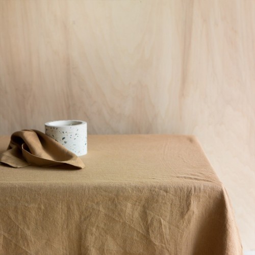 Tobacco washed linen tablecloth Gabrielle Paris