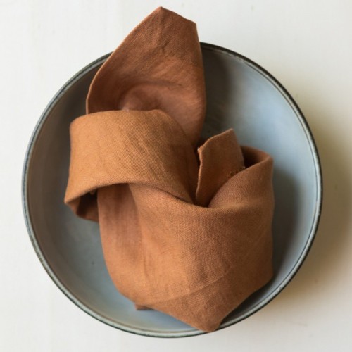 Caramel washed linen napkin Gabrielle Paris