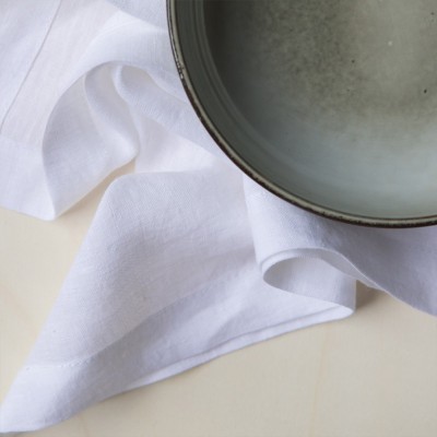 Serviette de table en lin lavé blanc neige Gabrielle Paris 2
