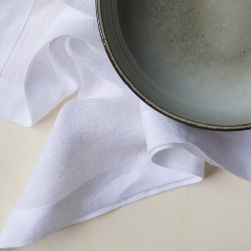 Serviette de table en lin lavé blanc neige Gabrielle Paris