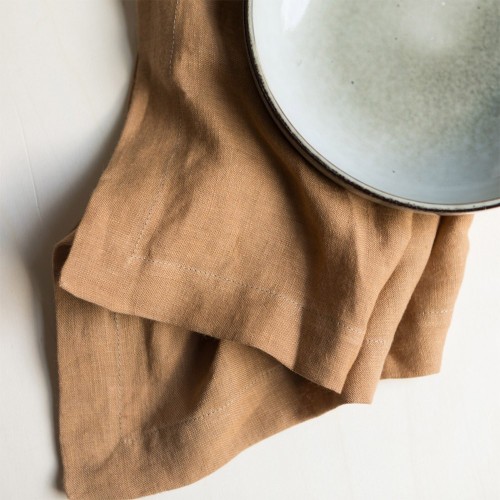 Tobacco washed linen napkin Gabrielle Paris